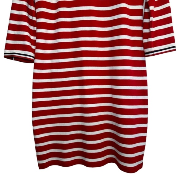 TALBOTS Colorblock Stripe Sweater Dress in Red Boat Neckline 3/4 Sleeve Size Mp - Picture 6 of 14